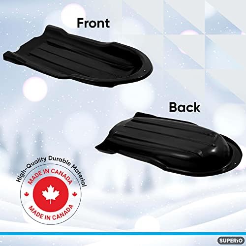 Superio Toboggan Snow Sled- 46” Plastic Slider for Kids and Adults- Heavy Duty Sled for 1 Rider with Pull Ropes for Downhill Sledding, Winter Outdoor Sports