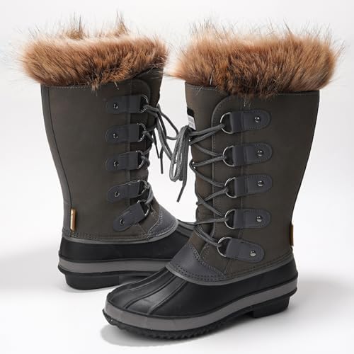 Project Cloud 100% Genuine Leather Waterproof Fur Snow Boots for Women