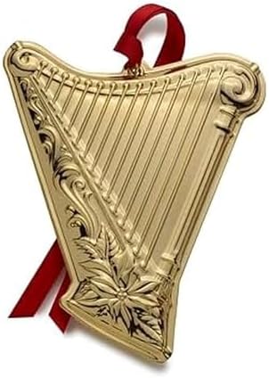 Wallace Gold-Plated Harp Instrument Ornament 3rd Edition - Annual Collectible Holiday Tree Decoration, Handcrafted in USA, Comes in Gift Box with Velvet Pouch and Ribbon
