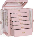 AKOZLIN 6-Tier Jewelry Box Organizer 5 Drawers Storage XXL Pink