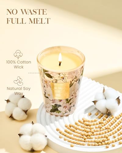 M&SENSE Amber Jasmine Soy Candle, 14.1oz, Warm Floral Stress Relief Scent