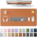 YSAGi Leather Desk Protector, Office Mat, Large Mouse Mat, Non-Slip PU Leather Blotter, Laptop Desk Mat, Waterproof Writing Pad for Office and Home (Brown, 35.4" x 17")