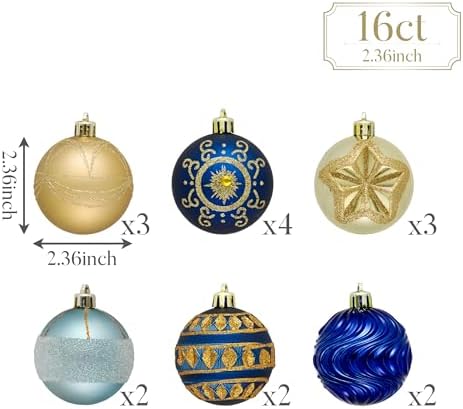 Valery Madelyn 16ct Christmas Tree Decorations Ball Ornaments 2.36 Inches