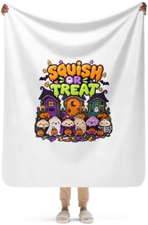 Squish or Treat Kawaii Dumpling Squishy Halloween Graphic Sherpa Throw Blanket