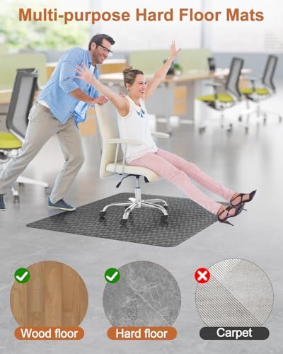 Blvornl Large Office Chair Mat for Hardwood Floor, Rolling Chair Mat for Hard Wood, Large Anti-Slip Hard Floor Protector, Heavy Duty Computer Desk Rug for Office and Home 35.4"*47.2" Dark Grey