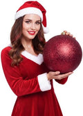 Threan 10 Inch Burgundy Glitter Large Christmas Ball Ornament