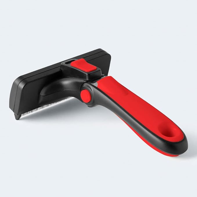 Deshedding Dog Brush for Short/Medium Hair (Large,Red) – Gentle Deshedding tool for Dogs & Cats – Reduces shedding, without damaging topcoat. Removes Loose Fur & Dead Undercoat.