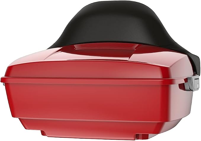 Advanblack Road Glide Tour Trunk Pack Billiard Red King Tour Trunk Pack Luggage +Wrap-Around Backrest Pad for '97-'25 Harley Touring Road King Street Glide Electra Glide CVO models
