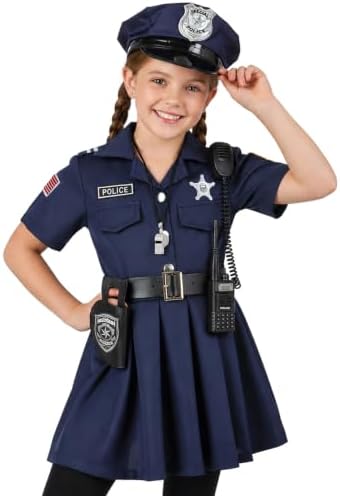 Police Officer Costume for Girls Halloween Cop Dress Up