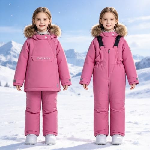 2 Piece Ski Suit for Toddler Kids Snowsuit Snow Parka Jacket and Snow Bibs