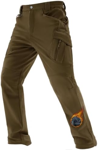TACVASEN Men's Winter Snow Ski Pants Fleece Lined Waterproof Work Tactical