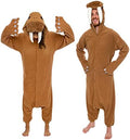 Funziez! Adult Onesie Halloween Costume Animal Dinosaur Shark Unisex Plush One Piece Cosplay Suit for Adults, Men and Women