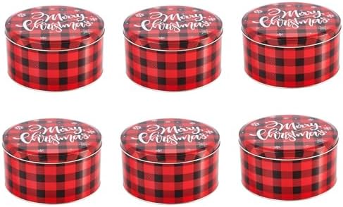 6.5Inch Christmas Cookie Tins, Cookie Tins with Lids for Christmas Holiday Gift Giving, Metal Empty Round Cookie Containers, 6Pack