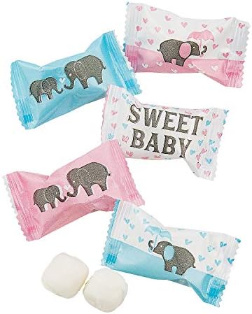 Fun Express Sweet Baby Elephant Buttermints, Baby, 108 Pieces, White
