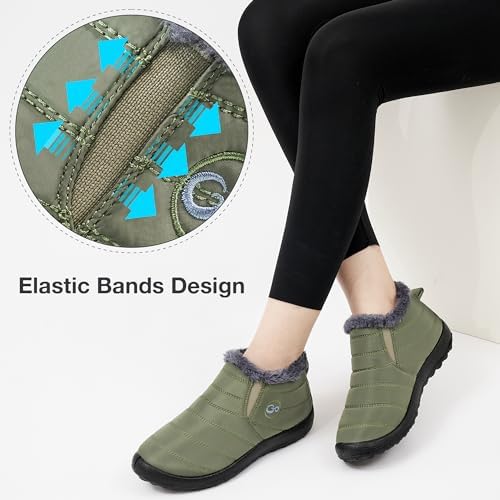 Alicegana Snow Boots for Women Winter: Warm Fur Lined Ankle Booties Comfortable Waterproof Slip On Lightweight Womens Boots