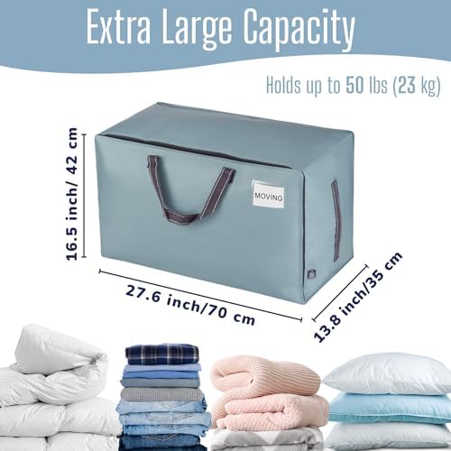 VENO 8 Pack Extra Large Heavy Duty Moving Bags with Wide Opening & Reinforced Handles, Reusable Storage Tote Bags with Strong Zippers for Clothes, College Dorm Essentials & Moving Supplies