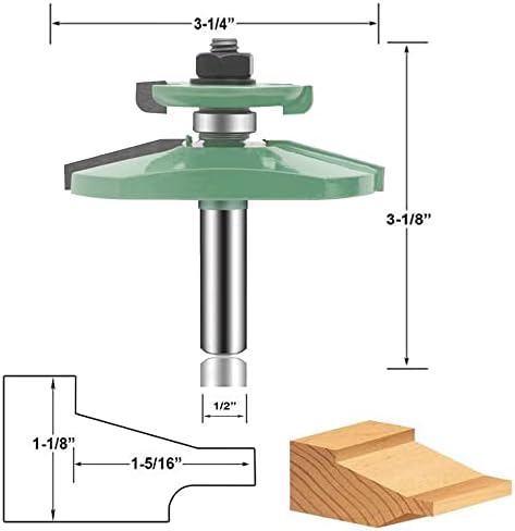 LEATBUY 3 PCS Router Bit Set 1/2-Inch Shank Round Panel Cabinet Door Rail Stile Router Bits Sets, Woodworking Wood Cutter, Carbide Groove Tongue Milling Tool (Round)