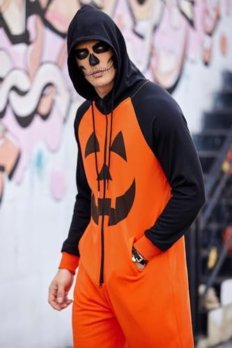 COOFANDY Mens Jumpsuit Onesie Hooded Full Zip One Piece Jogging Tracksuit