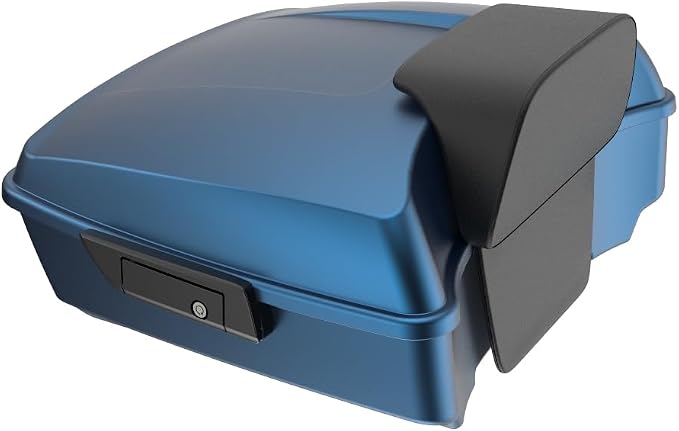 Advanblack Road Glide Tour Trunk Pack Legend Blue Denim Chopped Tour Trunk Pack Backrest Pad for '97-'25 Harley Touring Road King Street Glide Electra Glide CVO models