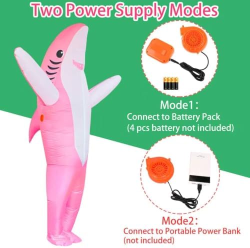 Poptrend Adults Inflatable Halloween Costumes Blow Up Shark Costume for Halloween, Birthday Gift Cos Play Party