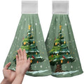 Christmas Xmas Tree Hanging Kitchen Towels Set of 2 Winter Cardinal Snow Hand Towel with Hanging Loop Snowy Snowflakes Star Dish Towel Soft Absorbent Bath Tie Towel for Bathroom Farmhouse Decor
