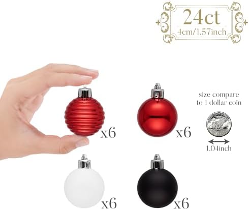 Valery Madelyn Small Christmas Tree Decorations Ball Ornaments 24ct 1.57"
