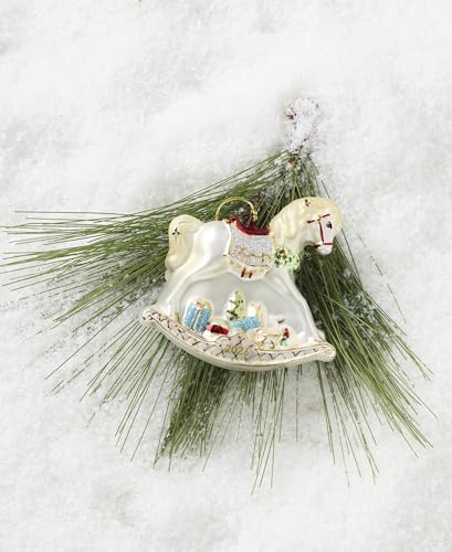 Lenox 2026 Retro Blown Glass Babys 1st Rocking Horse Ornament