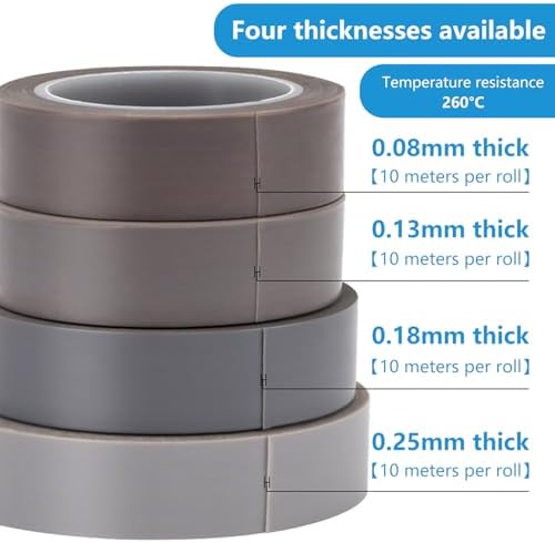 PTFE Heat Resistant Tape Thin Film High-Temperature Adhesive Teflon Fabric Tape Various Specifications are Available for Machined Parts,Width:250mm,Thick:0.18mm