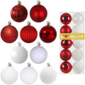 Red & White 2.5" Christmas Balls Christmas Tree Decoration Ornaments Shatterproof Hanging Balls for Birthday Halloween Holiday Wedding Decorations Set of 10pcs