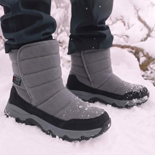 EQW Men's Insulated Snow Boots, -25°F Cold Rated Hook Loop Easy On