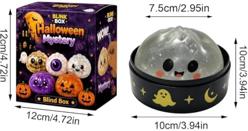 Halloween Spooky Pumpkin Stress Ball Squeeze Toy for Adults, Slow Rise Glitter DumplingSpooky Ghost Decorations, Halloween Cute Pumpkin Squeeze Fidget Toy for Stress Anxiety Relief(White Eyes)