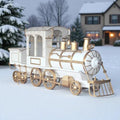 Zaer Ltd. Large Metal Christmas Train Commercial Decoration (White-Gold Color, 12.5 Feet Long - Medium)