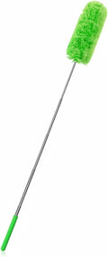 Tanlade 1 Pcs Microfiber Feather Duster for Cleaning 13-31 Inch Extendable Cobweb Dusters Ceiling Fan Duster Washable Bendable Tool for Office Car Window Furniture (Green)