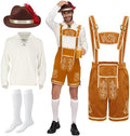 Spooktacular Creations Lederhosen Men Oktoberfest Outfit Costume, Halloween German Bavarian Costume for Adults Beer Festival