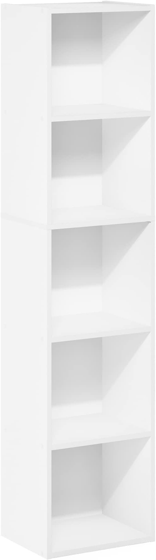 Furinno PASIR Book Shelf, 5-Tier Modern Bookshelf, Open Shelves Bookcase 9 x 12 x 52, Easy Assembly, for Living Room, Bedroom, Home Office, White