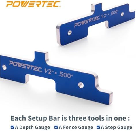 POWERTEC Router Setup Blocks & Table Saw Gauge 7PC Set, 71579