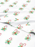 Christmas Sheet Set, Candy Cane Mistletoe, Holiday Xmas Bedding Set - Queen