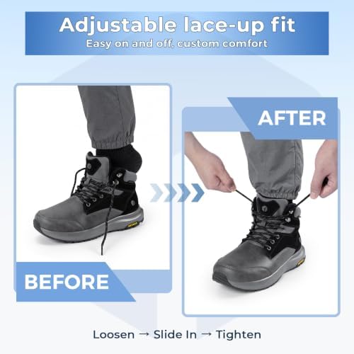 FitVille Mens Snow boots Wide Width Fur Lined Warm Winter Boots with Heat Lock Technology and Adjustable Lace up, Slip-Resistant Outsole for Outdoor