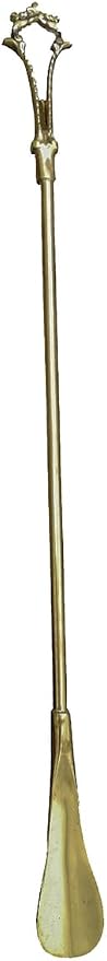 SODEF Long Brass Shoe Horn 22.2 in Refined Polished Cast Brass Shoehorn for Men and Women Traditional Design - Yellow, 22x6 inch