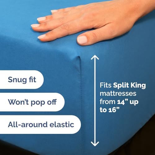 Flex Top Split Head King 4 Piece Sheet Set - Soft & Breathable - Denim Blue