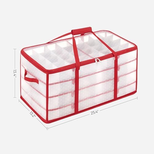 SONGMICS Large Christmas Ornament Storage Box, with 128 Slots