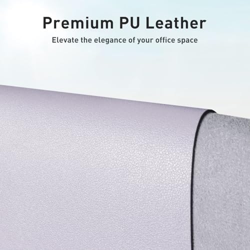 Aothia Large PU Leather Desk Pad Protector – Non-Slip Mouse Pad & Writing Mat for Office/Home, Waterproof, Easy to Clean (Soft Lavender, 23.6" x 13.7")