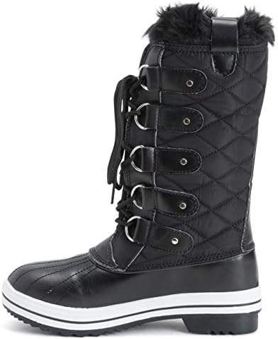 POLAR Womens Snow Boot Nylon Tall Winter Fur Lined Snow Warm Waterproof Rain Boot