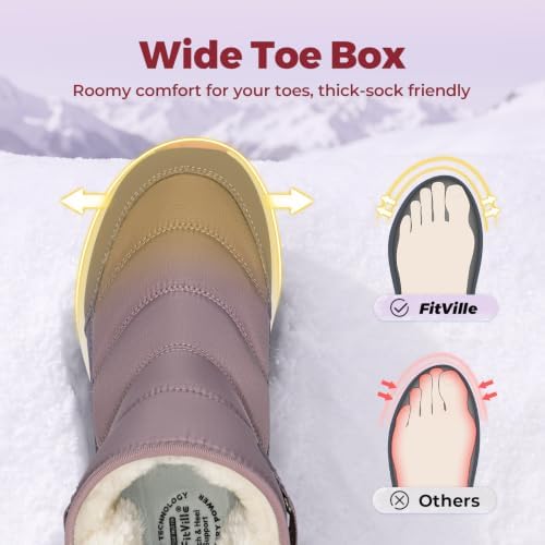FitVille Snow Boots for Women Wide Width, Warm Fur Lined Winter Boots