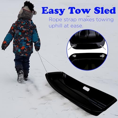Slippery Racer Downhill Sprinter Flexible Kids Toddler Plastic Cold-Resistant Toboggan Snow Sled with Pull Rope and Handles -35 Inch