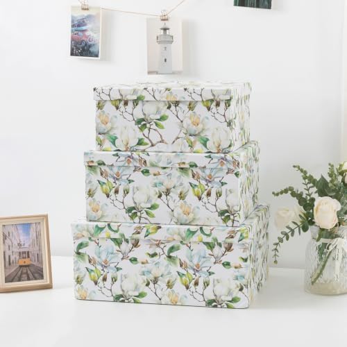 Soul & Lane - Magnolia Garden Decorative Storage Boxes with Lids, Set of 3