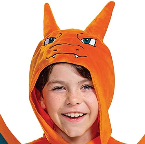 Charizard Costume for Kids, Official Pokemon Costume Hooded Jumpsuit, Child Size Small (4-6)