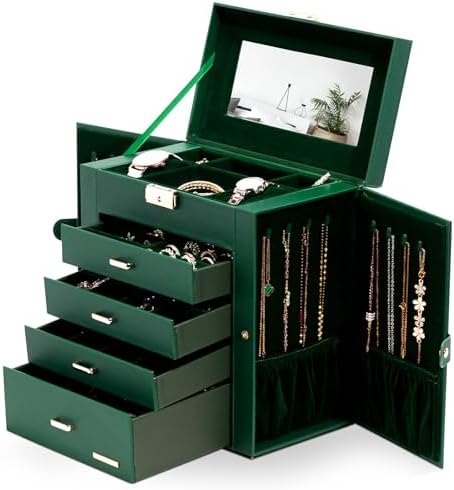 Homde Large Jewelry Box for Women: 5-Layer Organizer with Lock for Dresser