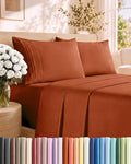 King Size 4 Piece Sheet Set - Breathable & Cooling Sheets - Terracotta