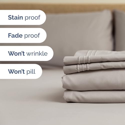 Flex Top Split Head King 4 Piece Sheet Set - Soft & Breathable - Light Grey